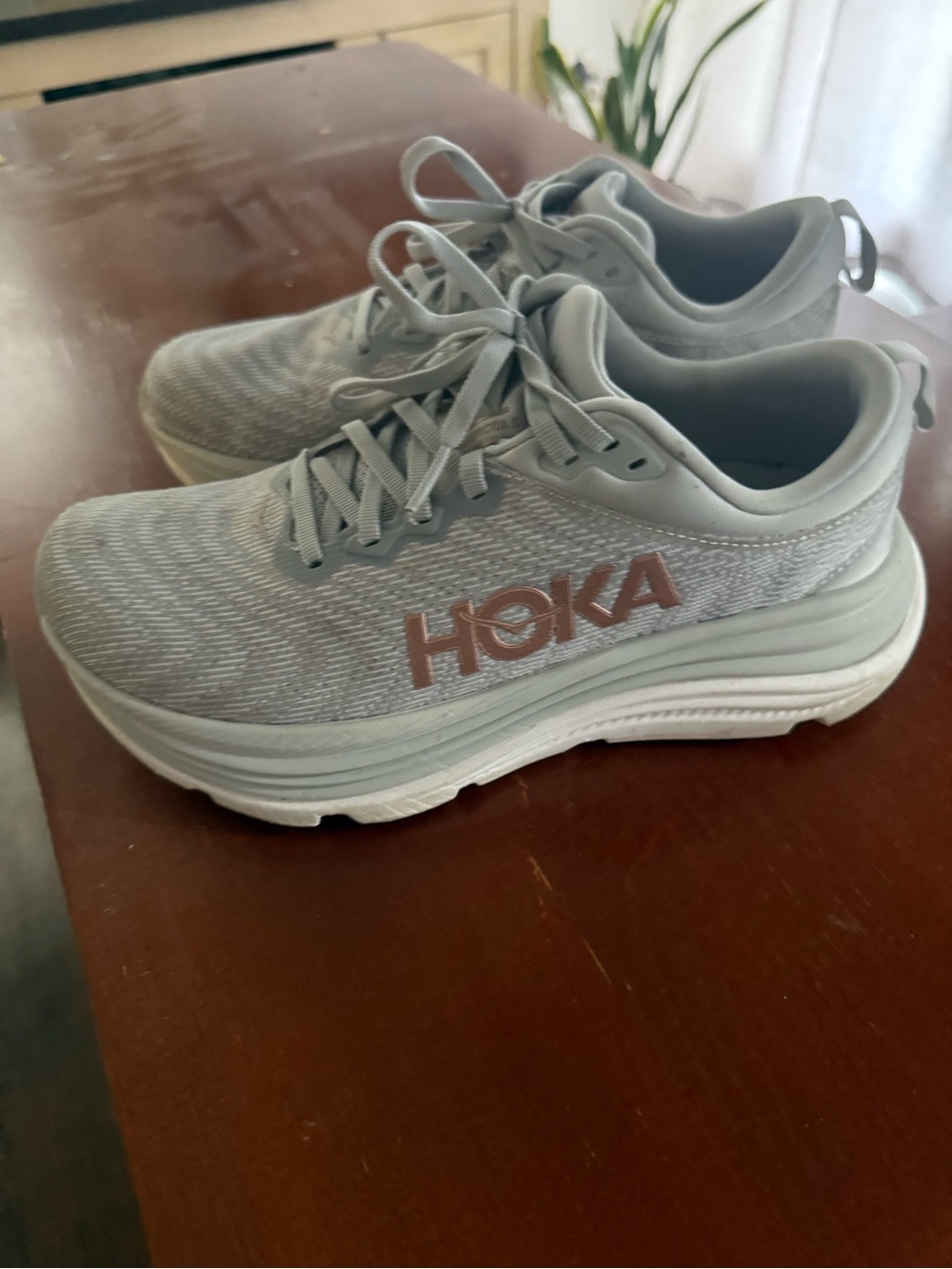 Hoka Gaviota  Sneakers in Light Gray with Rose Logo